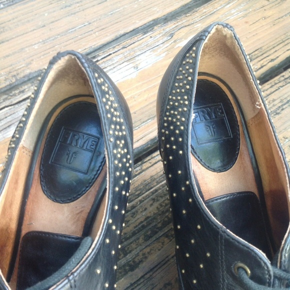 Frye Leather Black Stud Open Toe Ankle Boots Sz 8.5 Chelsea Womens Booties Shoes - Picture 5 of 7